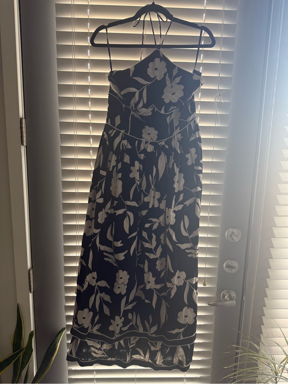 Black Floral Halter Maxi Dress